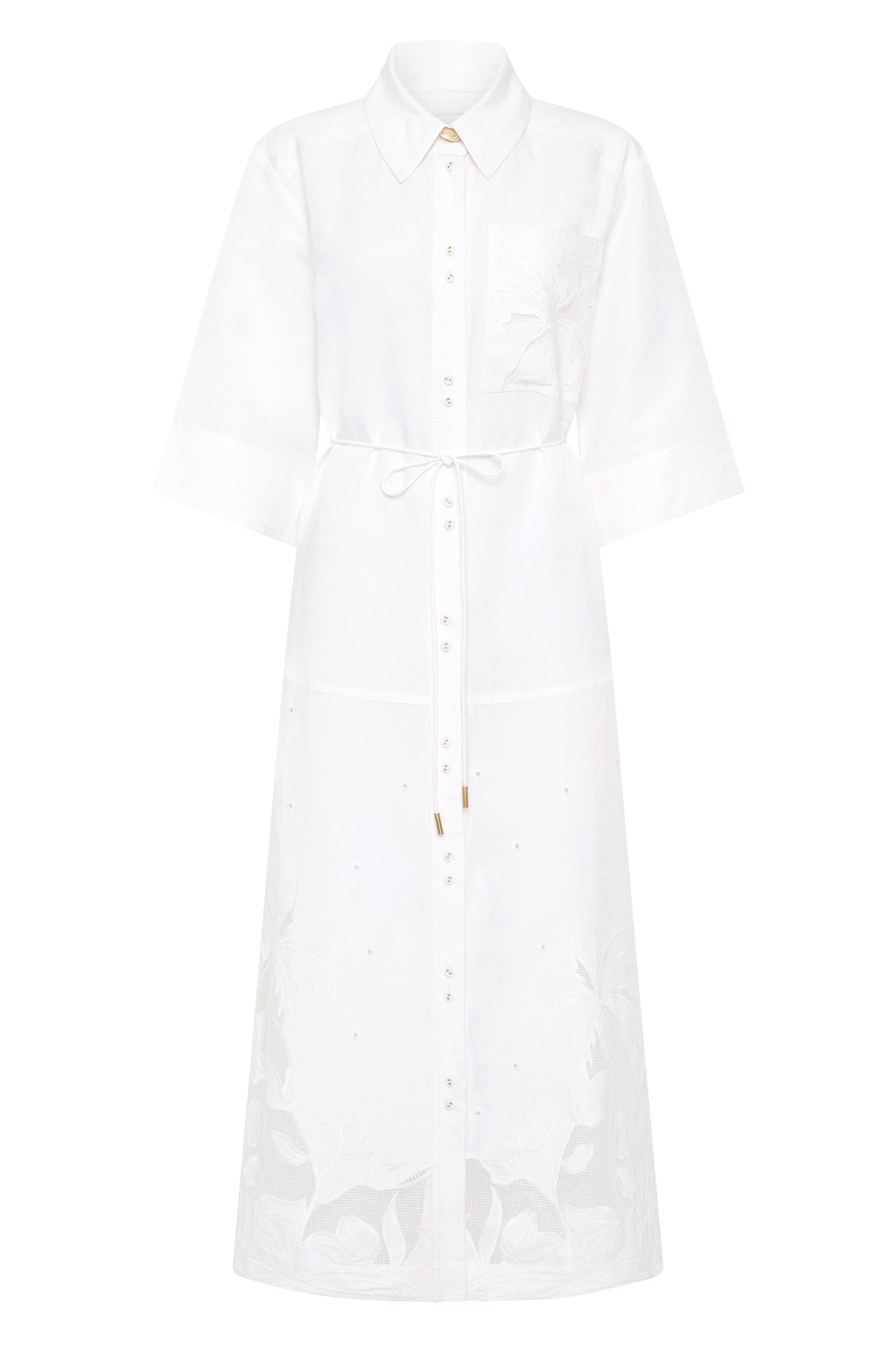 Aje Agua Embroidered Shirt Dress