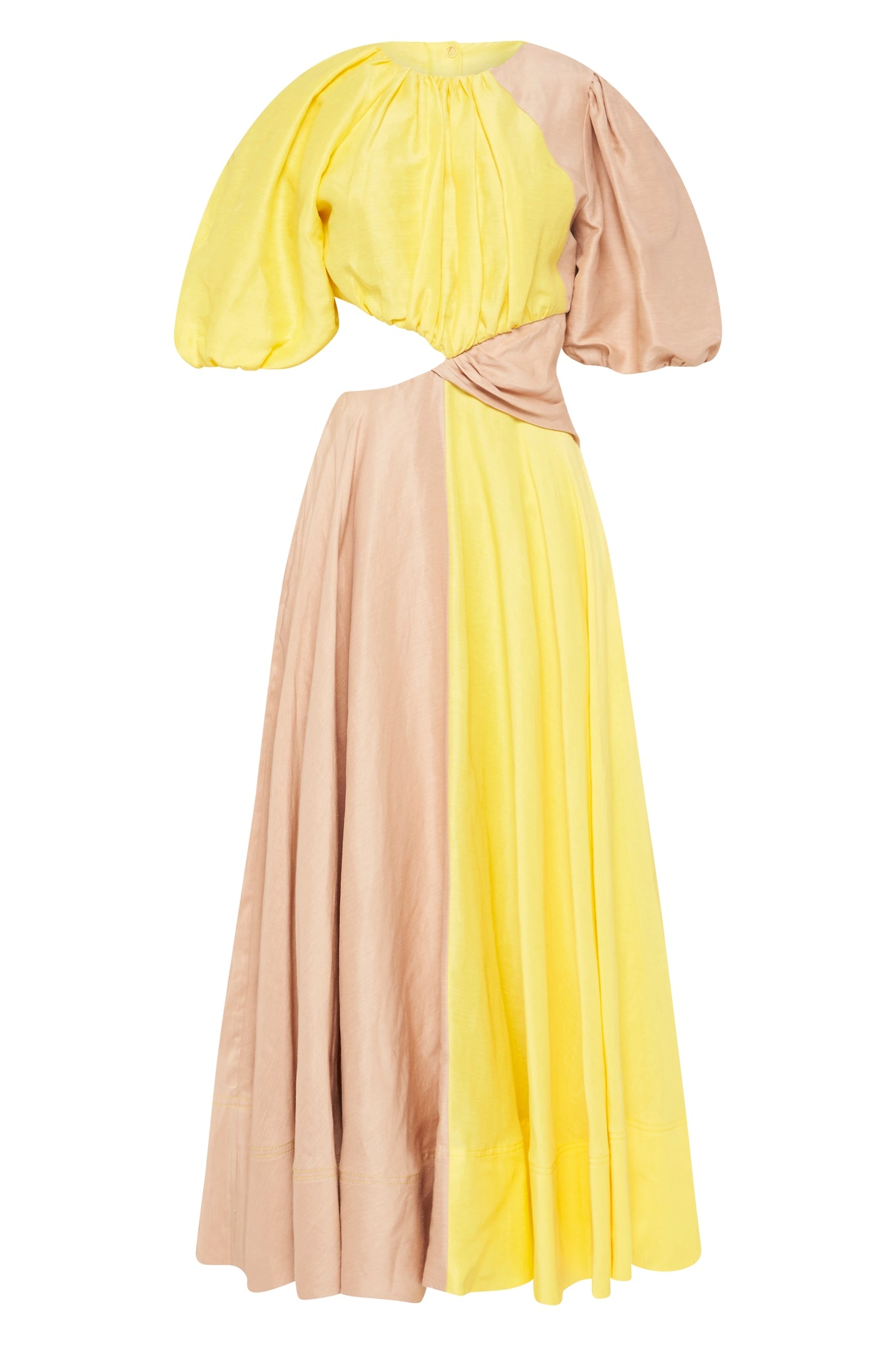 Aje Caliente Two Tone Puff Sleeve Dress