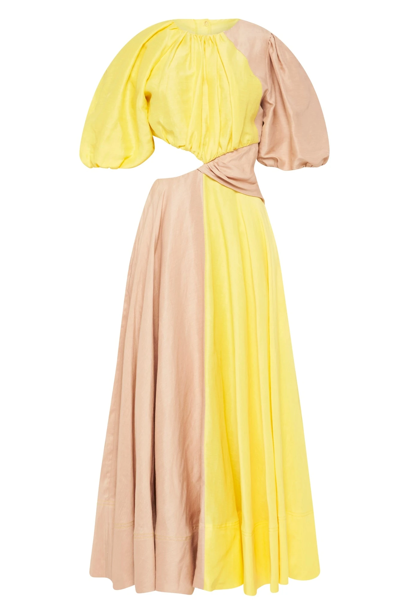Aje-Caliente-Two-Tone-Puff-Sleeve-Dress Aje Yellow dress