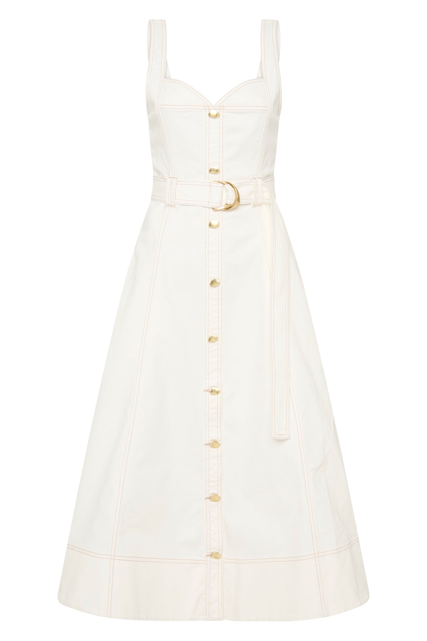 Aje Clay Belted Denim Midi Dress