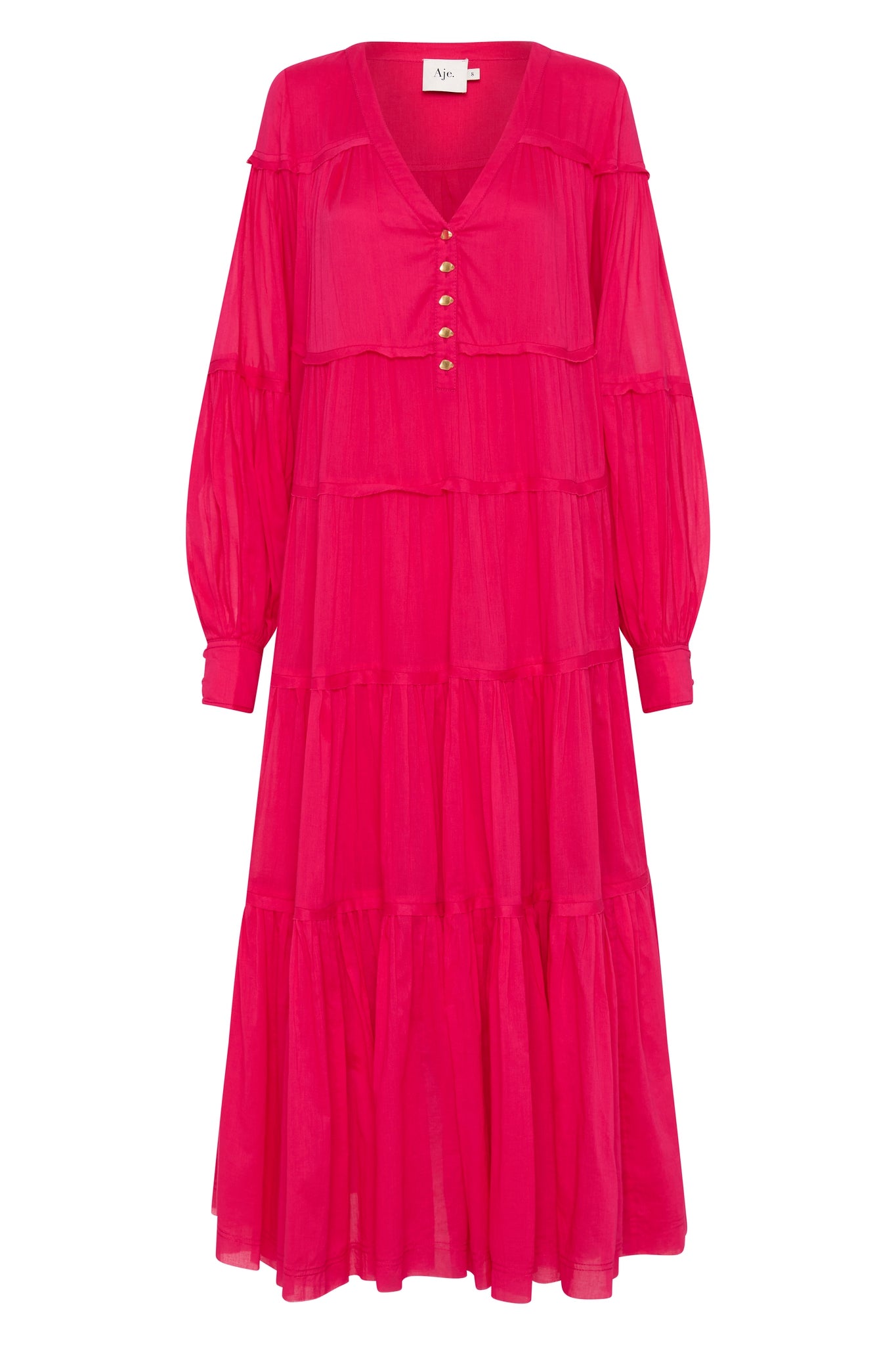 Aje Sally Tiered Plunge Midi Dress