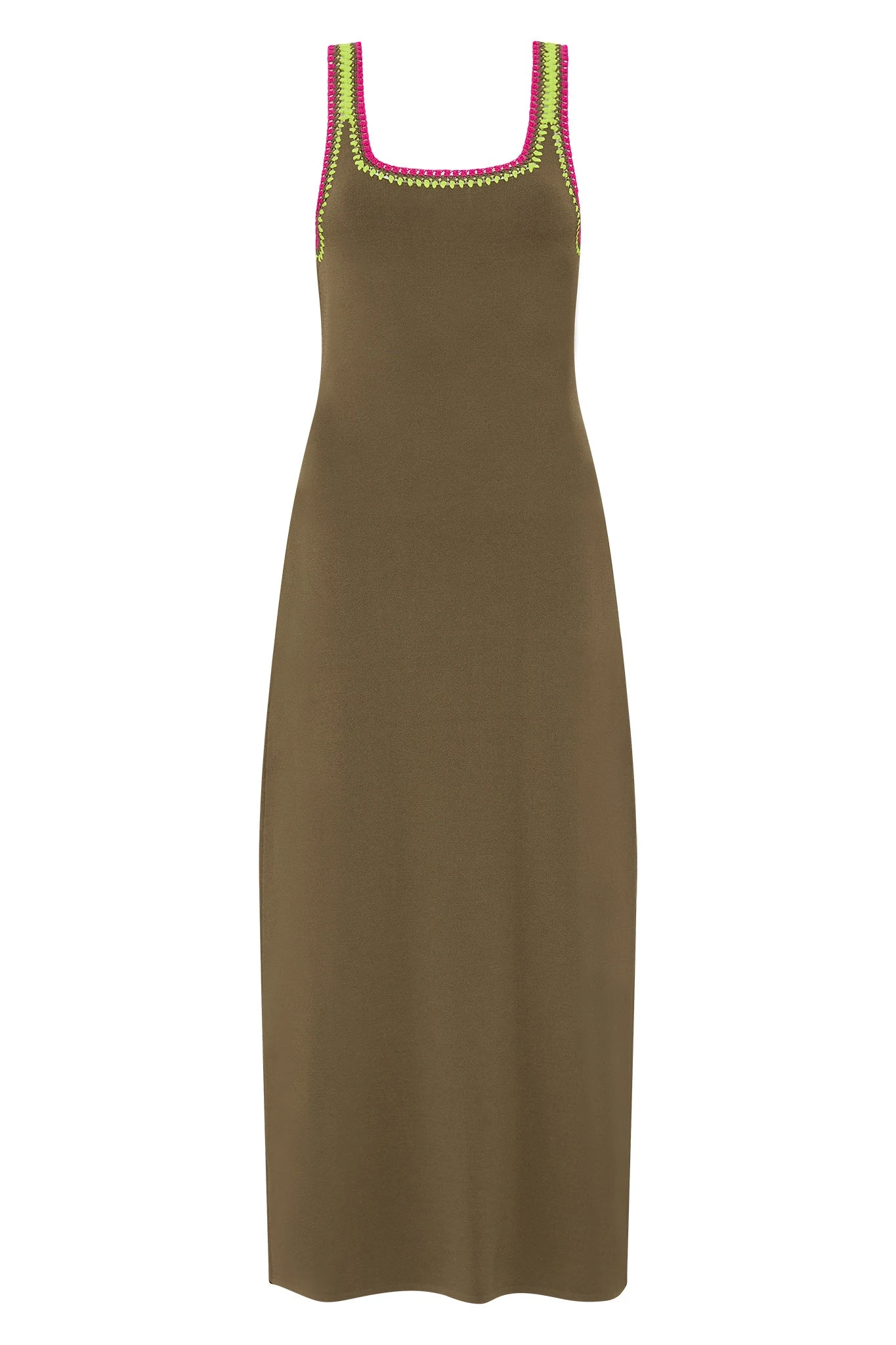 Aje-Tazia-Crochet-Edge-Midi-Dress Aje Green dress