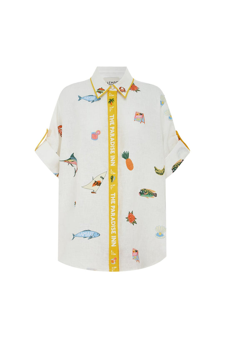 Alemais Blue Marlin Embroidered Shirt