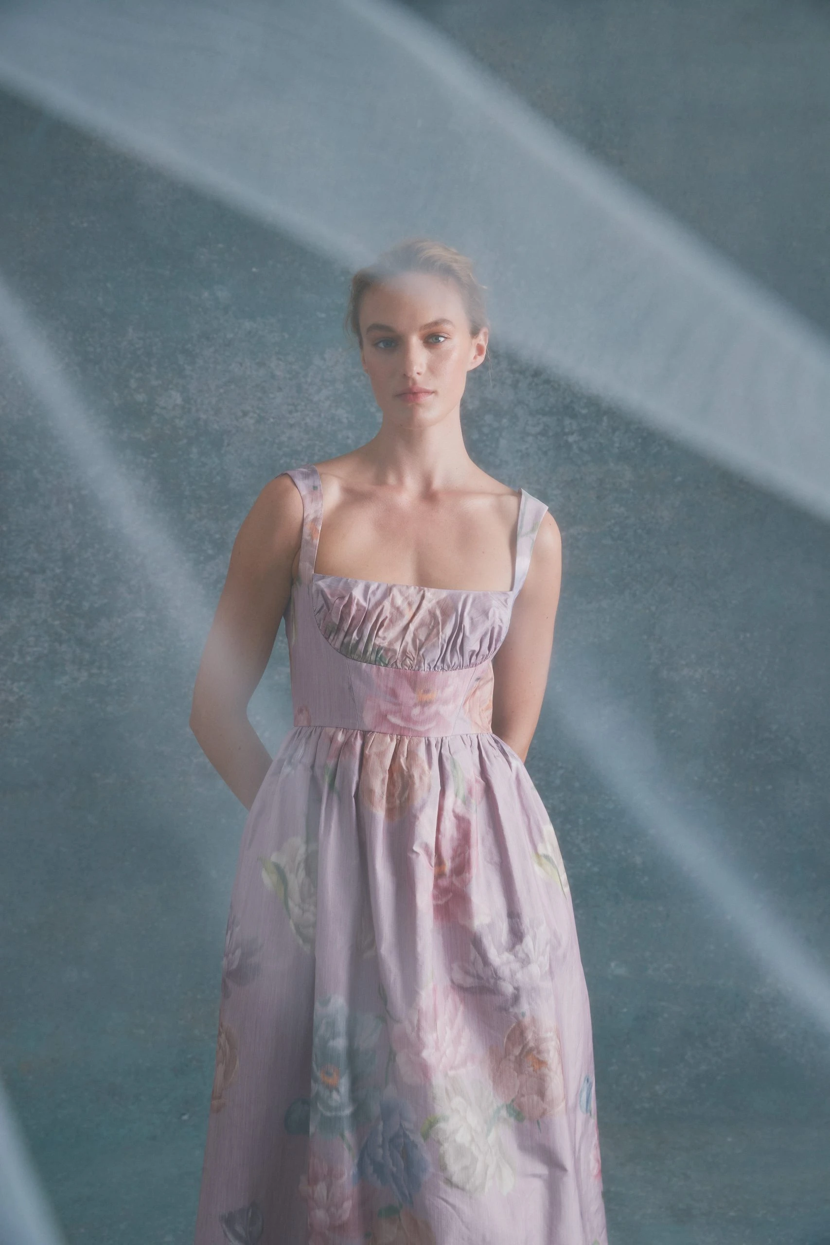 Alexandra-Pijut-Coupe-Dress-In-Lilac-Floral-Taffeta Alexandra Pijut Coupe Dress In Lilac Floral Taffeta