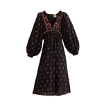 Farm Rio Black Floral Embroidered V Neck Maxi Dress75968 nobg Farm Rio Black Floral Embroidered V Neck Maxi Dress75968 nobg