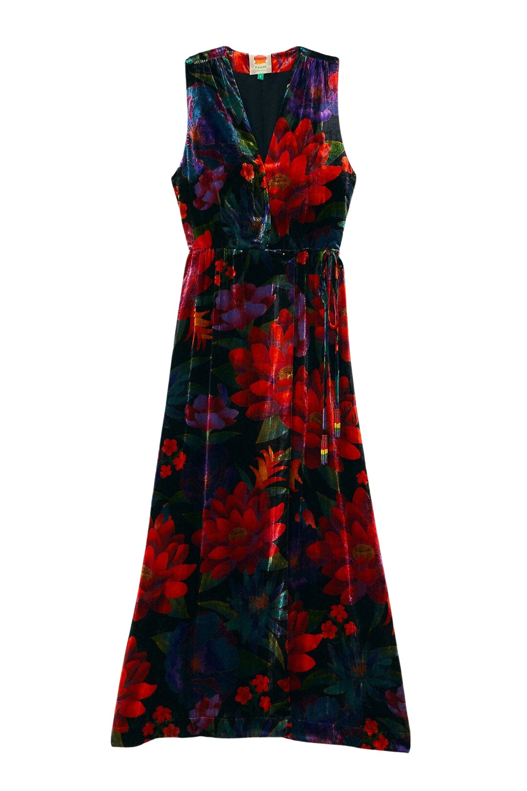 Farm Rio Black Flower Season Maxi Wrap Dress