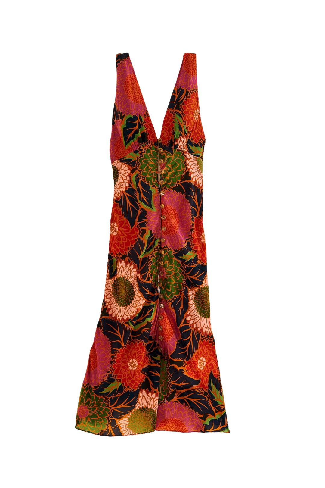 Farm Rio Black Vintage Garden Sleeveless Midi Dress