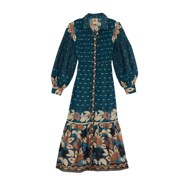 Farm Rio Blue Ainika Chill Maxi Shirtdress24086 nobg