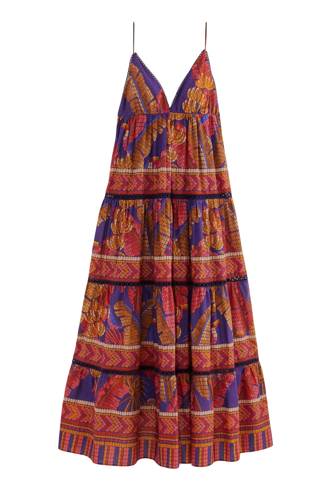 Farm Rio Blue Forest Mosaic Sleeveless Maxi Dress