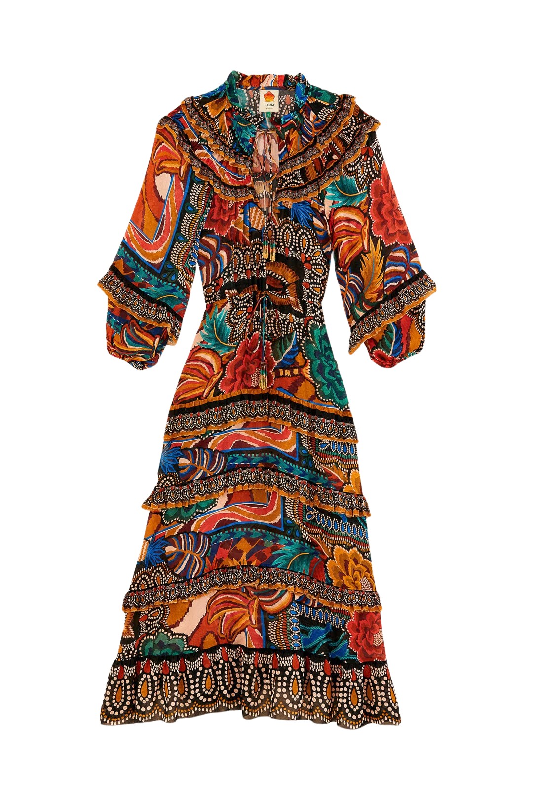 Farm Rio Multicolor Fall Mix Maxi Dress