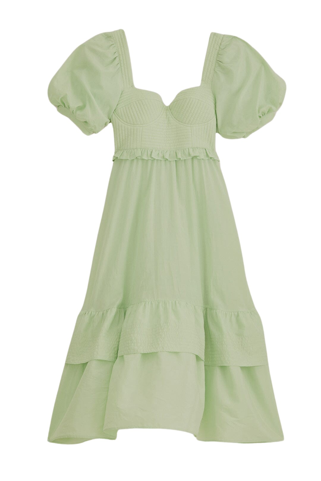 Farm Rio Soft Green Short Sleeve Midi Dress