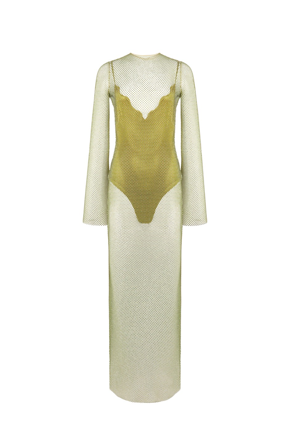 Galvan London Gloria Mesh Dress – Olivine