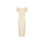Galvan London Short Sleeve Gaia Dress Creme63367 nobg