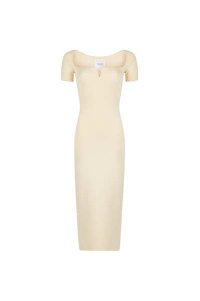 Galvan London Short Sleeve Gaia Dress Creme63367 nobg