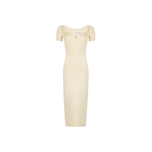 Galvan London Short Sleeve Gaia Dress Creme63367 nobg