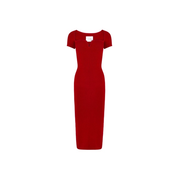 Galvan London Short Sleeve Gaia Dress Rouge Piaf25894 nobg