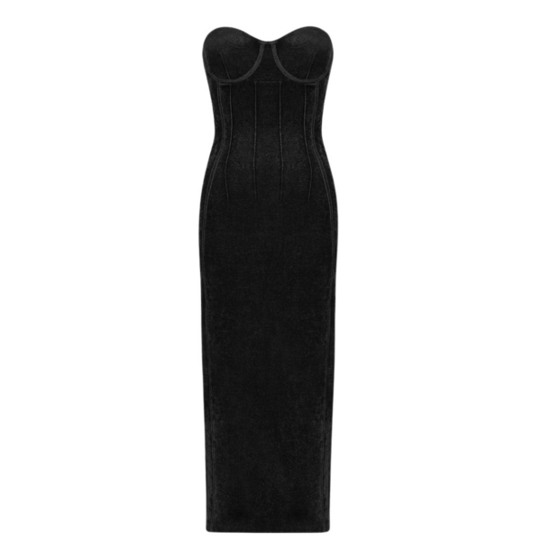 Galvan London Titania Velvet Bustier Dress – Black