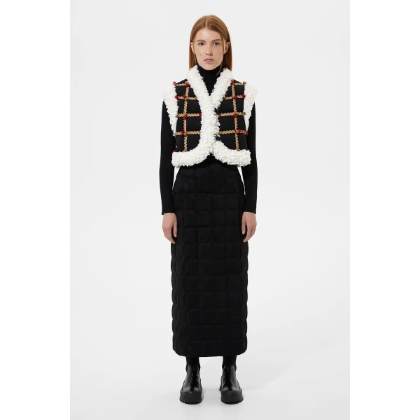 Ienki Ienki Folk Cropped Keptar Vest Suede Black, view 2