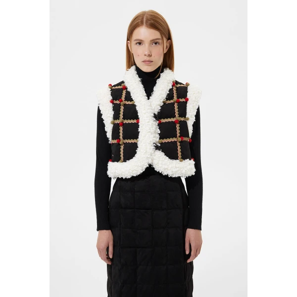 Ienki Ienki Folk Cropped Keptar Vest Suede Black, view 3