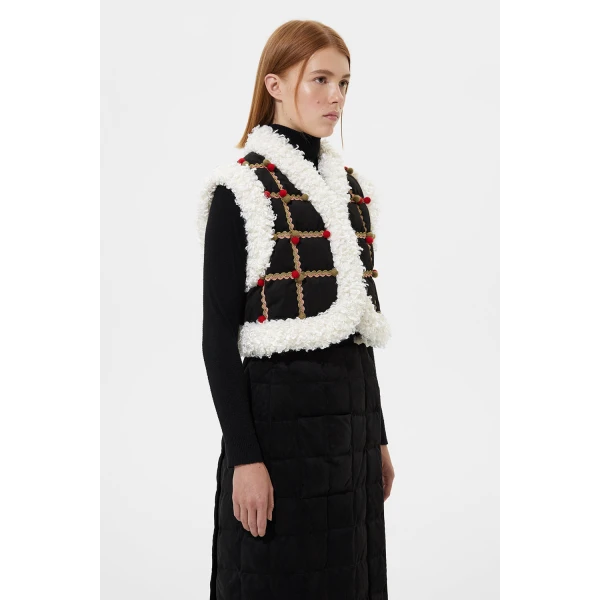 Ienki Ienki Folk Cropped Keptar Vest Suede Black, view 4