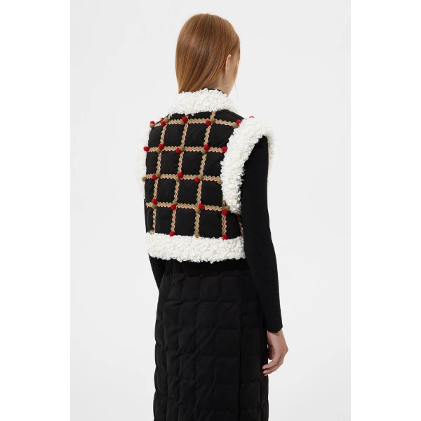 Ienki Ienki Folk Cropped Keptar Vest Suede Black, view 5