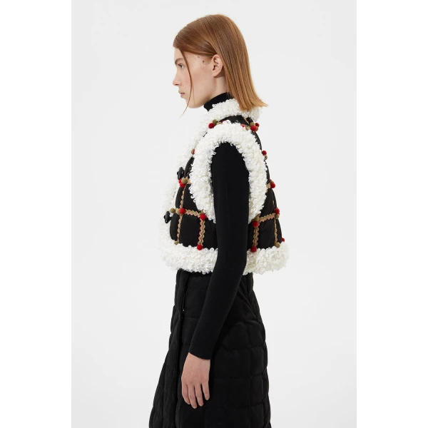 Ienki Ienki Folk Cropped Keptar Vest Suede Black, view 6