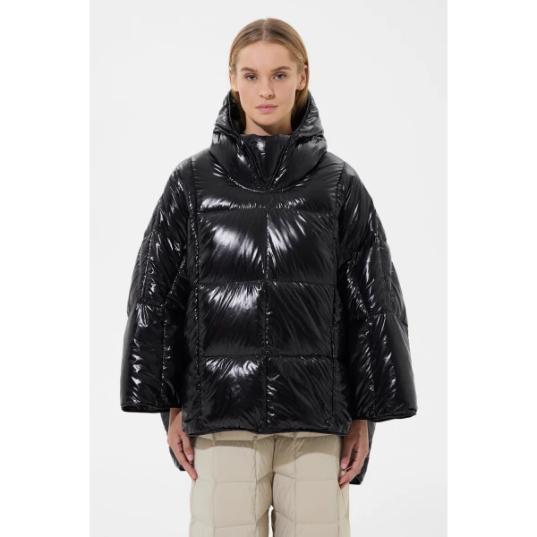 Ienki Ienki Poncho Silky Black Jacket, view 3