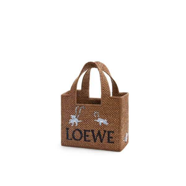 LOEWE Lemur small Font Tote in raffia, view 2