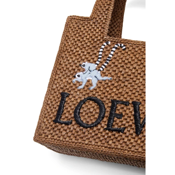LOEWE Lemur small Font Tote in raffia, view 3