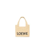 Mini LOEWE Font Tote in raffia