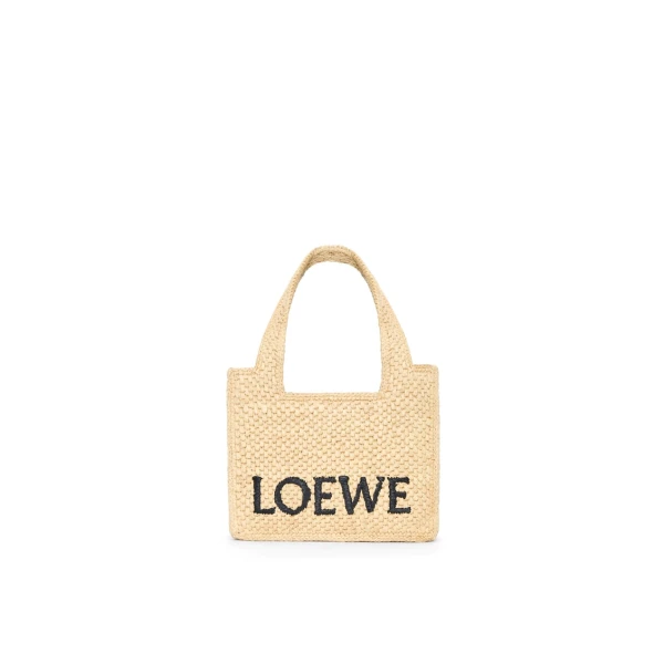 Mini LOEWE Font Tote in raffia