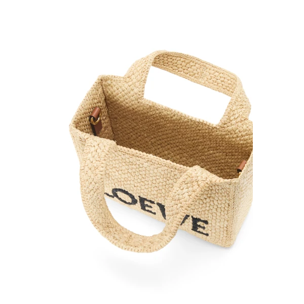 LOEWE Mini LOEWE Font Tote in raffia, view 3