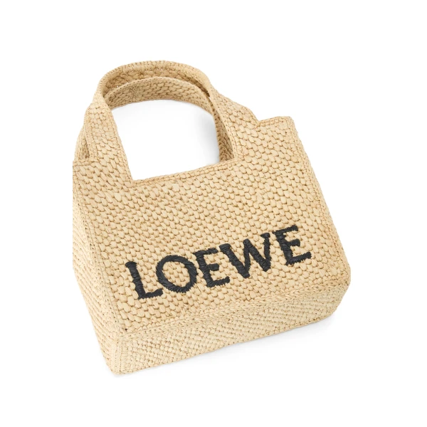 Mini LOEWE Font Tote in raffia - Image 4