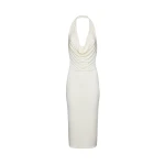 Magda Butrym Cowl neck halter midi dress in cream scaled56572 nobg