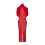 Magda Butrym Flower applique wrap long dress in red scaled43969 nobg