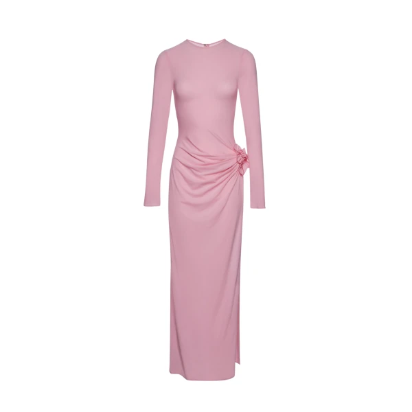 Magda Butrym Gathered long sleeve maxi dress in pink scaled76923 nobg