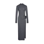 Magda Butrym High neck knit maxi dress in grey scaled84713 nobg