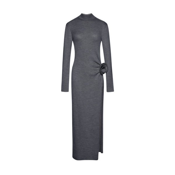 Magda Butrym High neck knit maxi dress in grey scaled84713 nobg