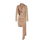 Magda Butrym Long sleeve draped silk mini dress in beige scaled23994 nobg