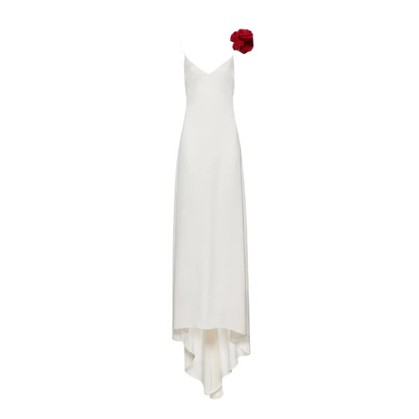 Magda Butrym Rosette embellished slip gown in cream scaled83721 nobg