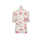 Magda Butrym Ruched flower applique wrap dress in cream print scaled45020 nobg