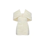 Magda Butrym V neck ruched dress in cream scaled64818 nobg