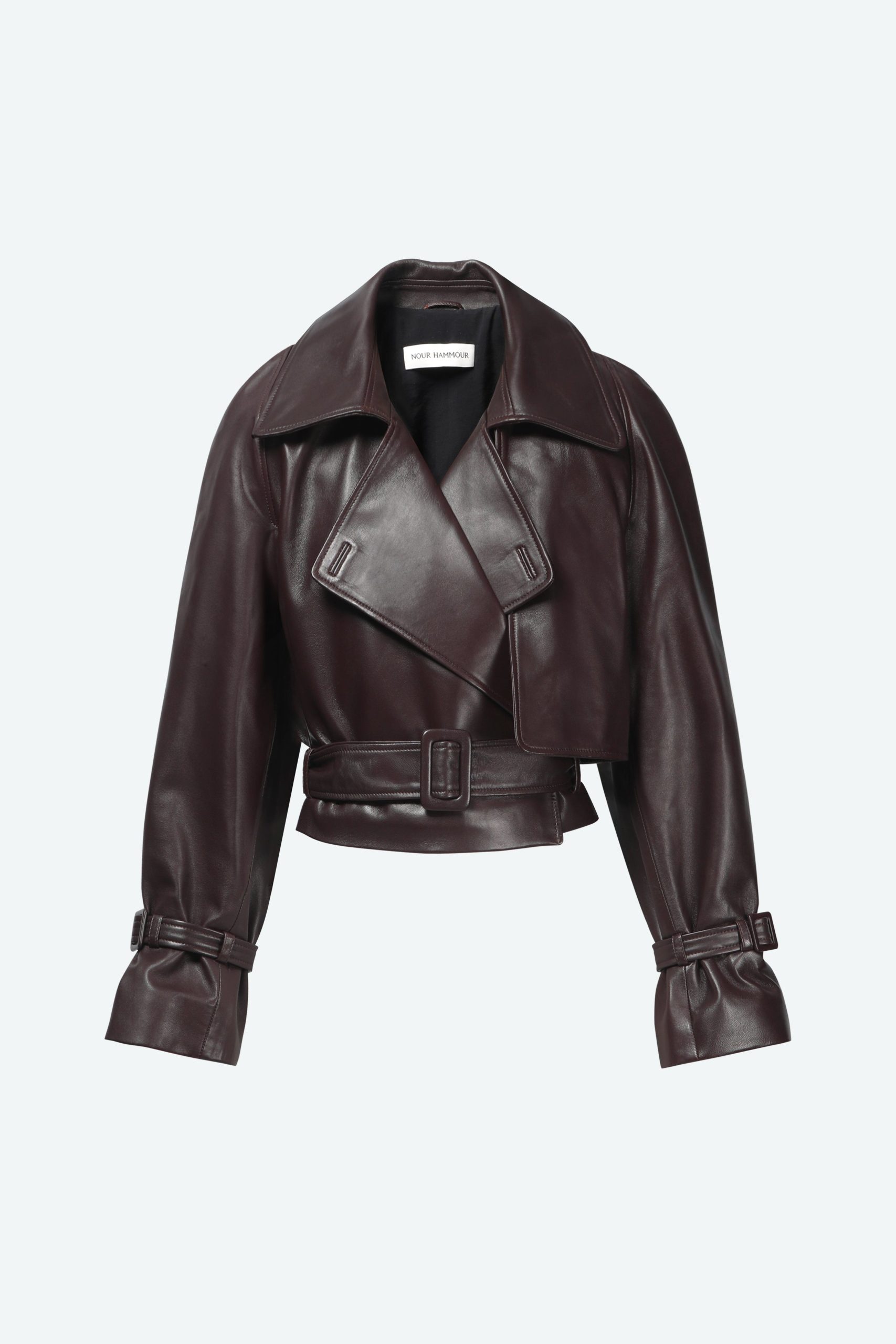 Nour Hammour Hatti Cropped Leather Jacket