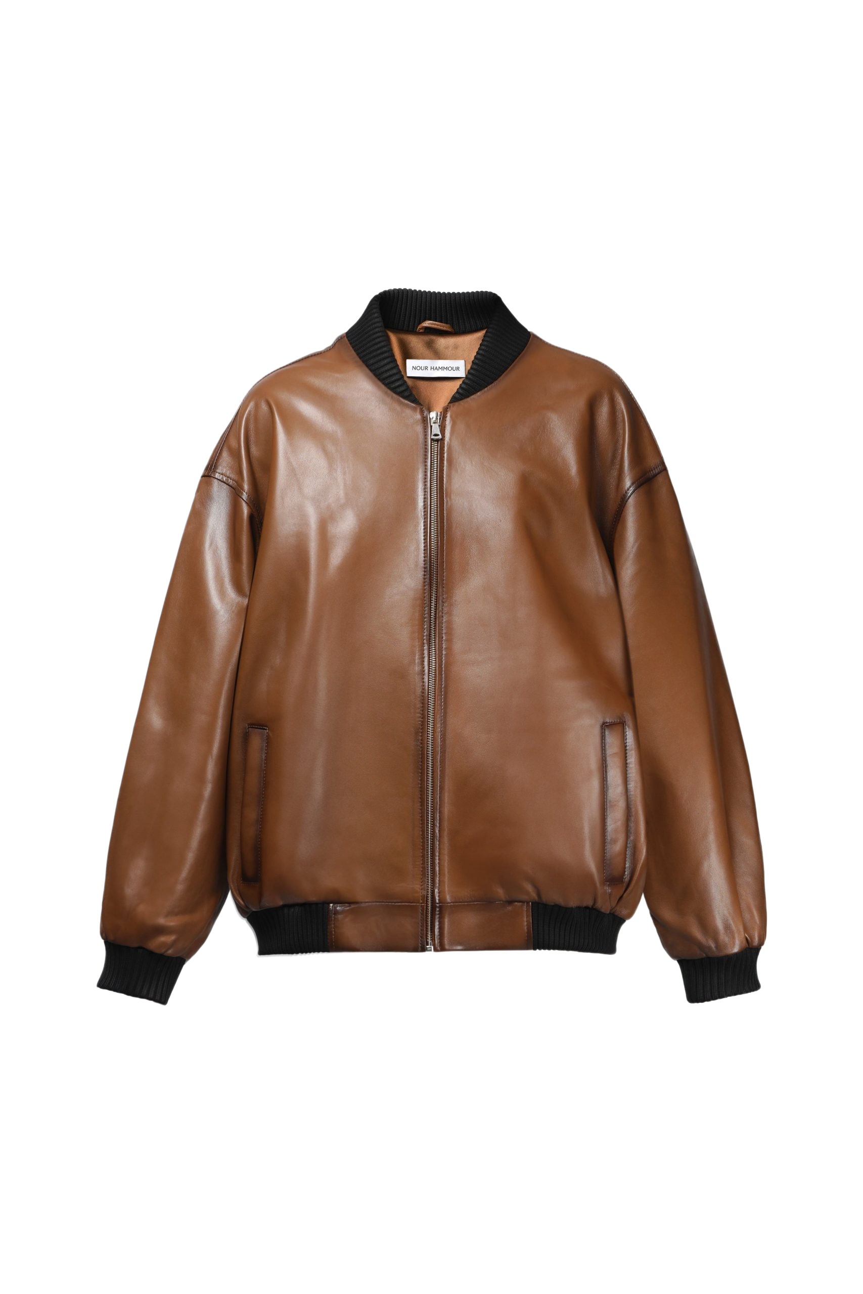 Nour Hammour Marly Relaxed Leather Bomber Jacket