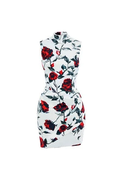 Rasario-Draped-Printed-Satin-Mini-Dress-With-An-Opened-Back Rasario Draped Printed Satin Mini Dress With An Opened Back
