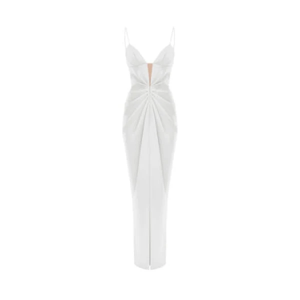 Rasario Draped Satin Maxi Dress With Cutout