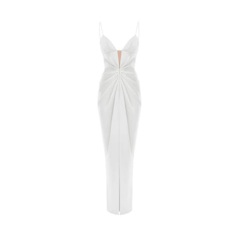 Rasario Draped Satin Maxi Dress With Cutout