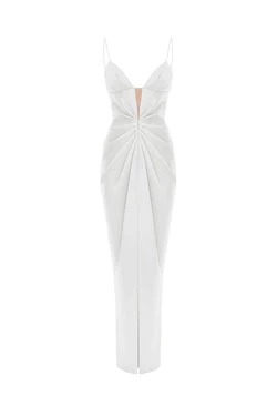 Rasario-Draped-Satin-Maxi-Dress-With-Cutout Rasario Draped Satin Maxi Dress With Cutout