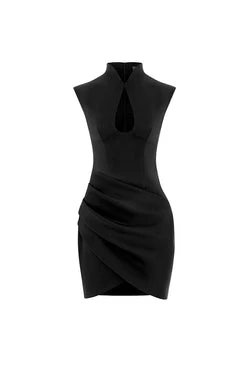 Rasario-Draped-Satin-Mini-Dress-With-Cutouts Rasario Draped Satin Mini Dress With Cutouts