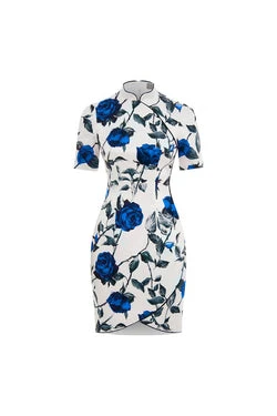 Rasario-Printed-Satin-Mini-Dress-With-A-Slit Rasario Printed Satin Mini Dress With A Slit